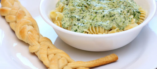 Witch’s Cauldron Pasta with Breadstick Broomsticks